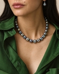 10-11mm Tahitian South Sea Multicolor Pearl Necklace - Model Image