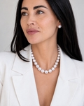 11.5-12.5mm White Freshwater Pearl Necklace - AAAA Quality - Model Image