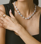 White Freshwater Cultured Keshi Pearl Amara Necklace for Women - Model Image