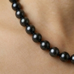 6.0-6.5mm Japanese Akoya Black Pearl Necklace - AA+ Quality - Third Image