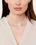 6.0- 6.5mm Japanese Akoya White Pearl Necklace- AAA Quality - Model Image