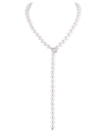 8.0-8.5mm White Freshwater Pearl & Diamond Adjustable Y-Shape Necklace- AAAA Quality