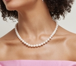 8.0-8.5mm White Freshwater Pearl Necklace - AAA Quality - Model Image