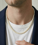 7.5-8.5mm White Freshwater Pearl Adjustable Necklace for Men - Secondary Image