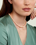 8.0-8.5mm Peach Freshwater Pearl Necklace - AAAA Quality - Model Image