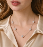 White South Sea Round Pearl Tincup Necklace - Model Image