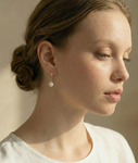 White South Sea Pearl & Diamond Aria Earrings - Model Image