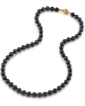 6.5-7.0mm Japanese Akoya Black Pearl Necklace- AAA Quality - Model Image