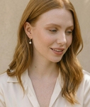 14K Gold Freshwater Pearl & Diamond Aria Earrings - Model Image