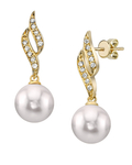 Akoya Pearl & Diamond Suzanna Earrings-Choose Your Pearl Color - Third Image