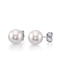 9.0-9.5mm White Akoya Round Pearl Stud Earrings