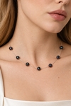 Japanese Akoya Black Pearl Tincup Necklace - Model Image