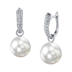 14K Gold White South Sea Pearl & Diamond Charlie Earrings
