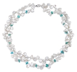 9-10mm Double Twisted White Freshwater Keshi Pearl Necklace