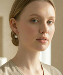 Freshwater Pearl Jayne Leaf Earrings - Model Image