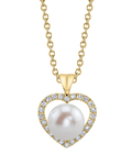 Freshwater Pearl & Diamond Heart Amour Pendant