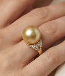 Golden South Sea Pearl & Diamond Nora Ring - Secondary Image