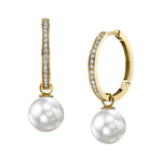 14K Gold White South Sea Pearl & Diamond Hoop Julia Earrings