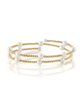 14K Gold White Freshwater Pearl Beaded Bangle Mae Bracelet - Model Image