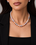 10.5-11.5mm Freshwater Multicolor Pearl Necklace - AAA Quality - Model Image