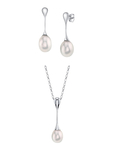 Freshwater Pearl Long Teardrop Pendant & Earrings Set