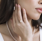 14K Gold Akoya Pearl Raven Ring - Model Image