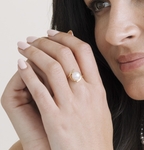 14K Gold Japanese Akoya Pearl Felicia Ring - Model Image