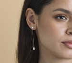 Double White Freshwater Keshi Pearl Joana Earrings - Model Image