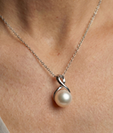 White Freshwater Pearl Infinity Pendant - Secondary Image