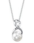 White Freshwater Pearl Infinity Pendant