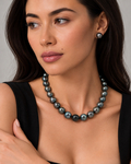 12-14mm Multicolor Tahitian South Sea Pearl Circle Baroque Necklace - Secondary Image