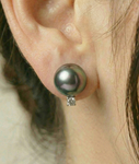 Tahitian South Sea Pearl & Diamond Sasha Earrings - Secondary Image