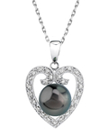 Heart Shaped Tahitian South Sea Pearl & Diamond Pendant