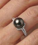 Tahitian South Sea Pearl & Diamond Jackie Ring - Secondary Image