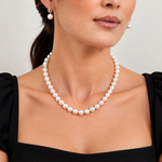 8.5-9.0mm Japanese Akoya White Pearl Necklace - AA+ Quality - Model Image