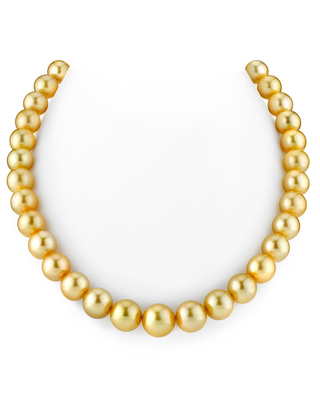 10-12mm Golden South Sea Pearl Necklace - AAAA Quality