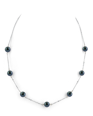 Japanese Akoya Black Pearl Tincup Necklace