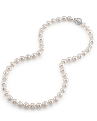 7.5-8.0mm Hanadama Akoya White Pearl Necklace