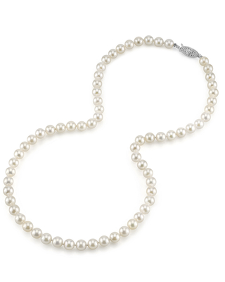 6.0- 6.5mm Japanese Akoya White Pearl Necklace- AAA Quality