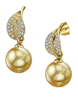 Golden Pearl & Diamond Eva Earrings