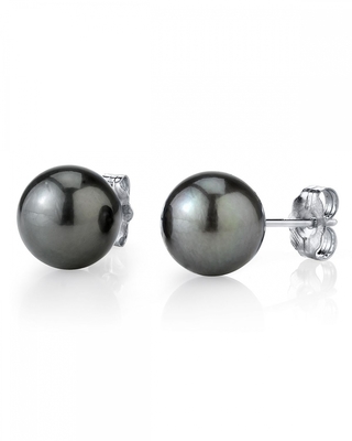 8mm Tahitian South Sea Round Pearl Stud Earrings