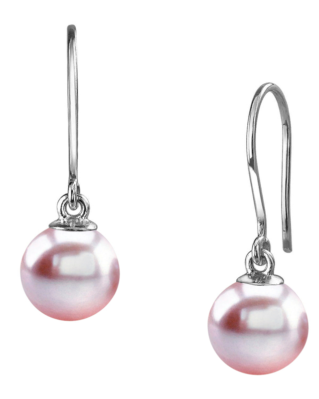 14K Gold Pink Freshwater Pearl Linda Dangling Earrings