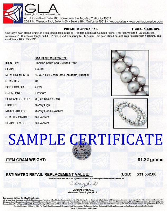 11-13mm Silver Tahitian South Sea Pearl Necklace - AAA Quality - Secondary Image