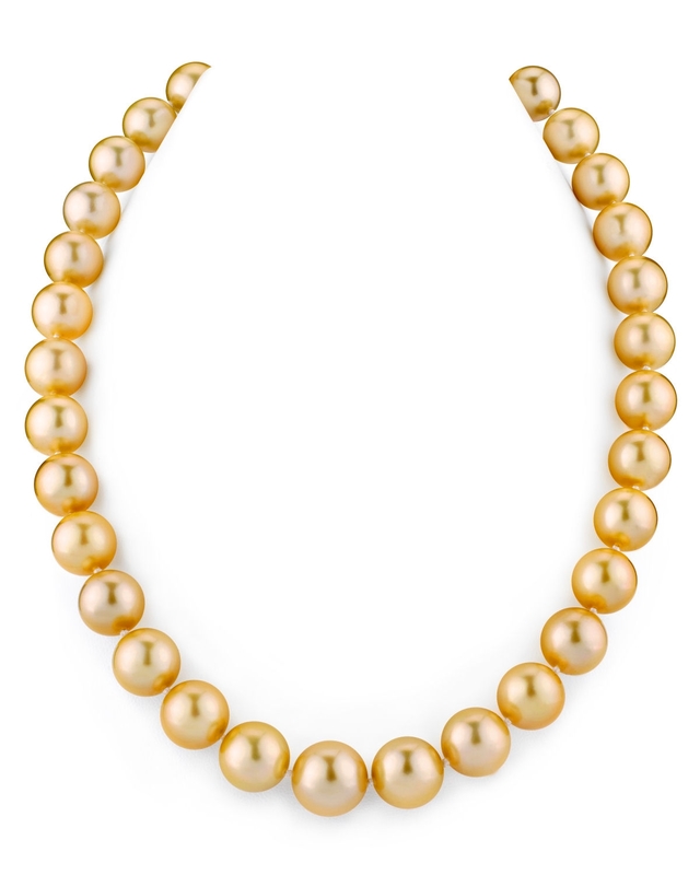 11-13mm Golden South Sea Pearl Necklace - AAAA Quality