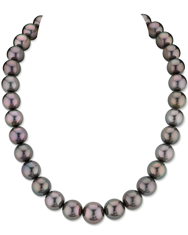 11-14mm Rare Eggplant Tahitian South Sea Pearl Necklace - GIA Certified