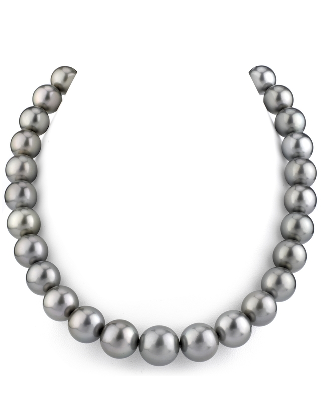 11-13mm Silver Tahitian South Sea Pearl Necklace - AAAA Quality