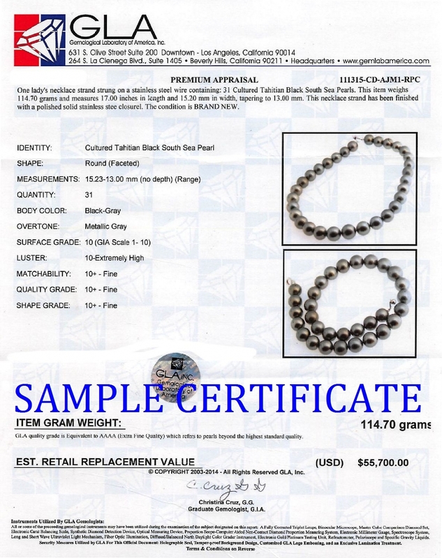13-15mm Tahitian South Sea Pearl Necklace - AAA Quality - Secondary Image