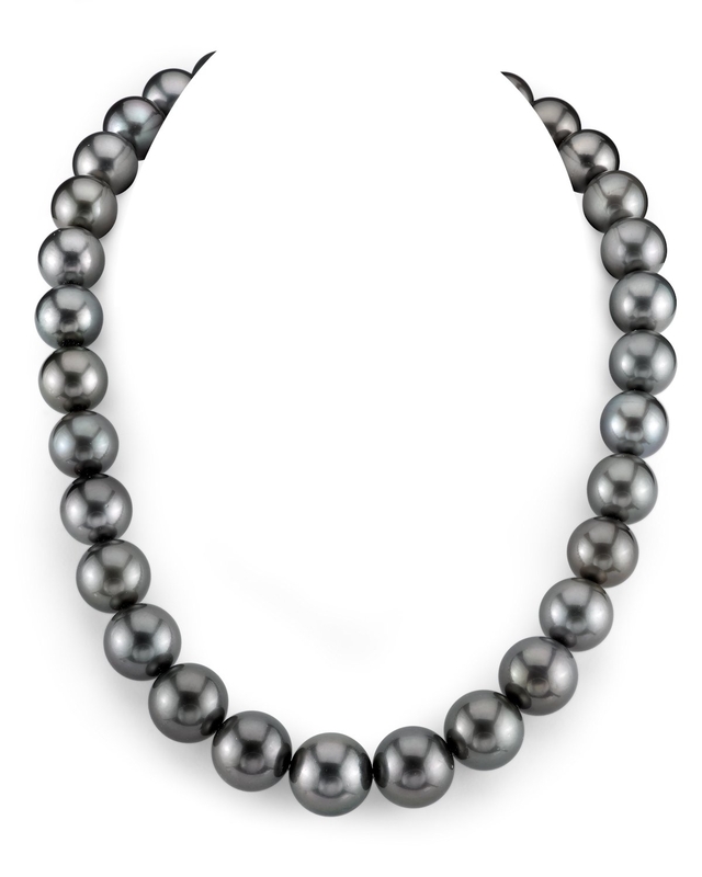 13-14.9mm Black Tahitian South Sea Pearl Necklace - AAAA Quality