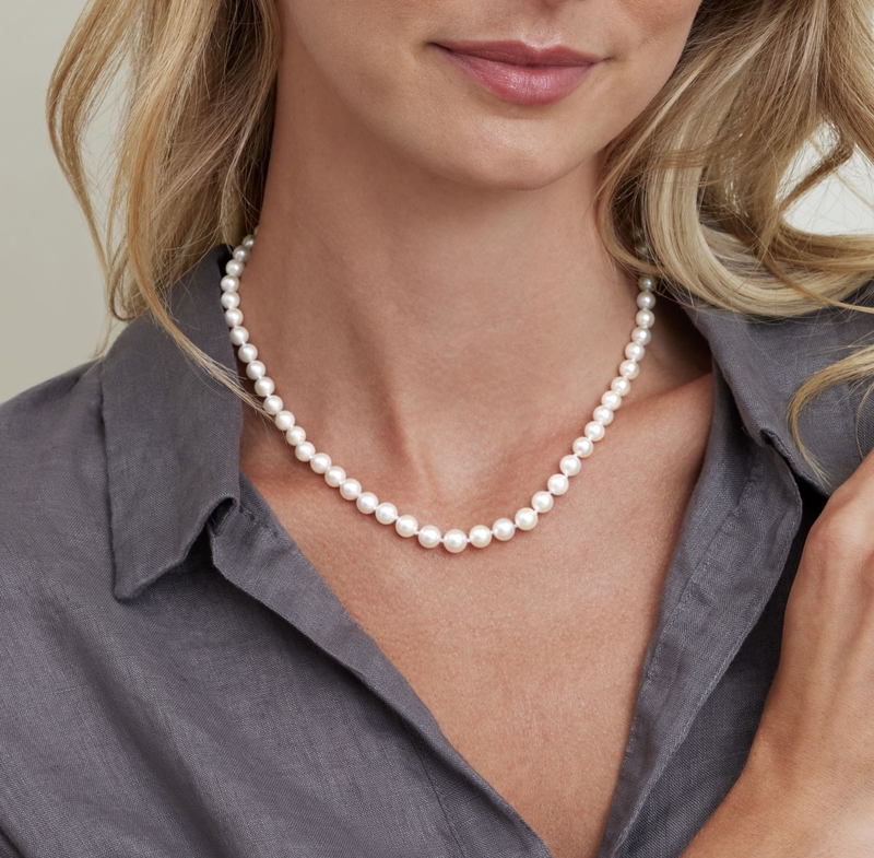 5.0 7.0mm Japanese Akoya White Graduated Pearl Necklace