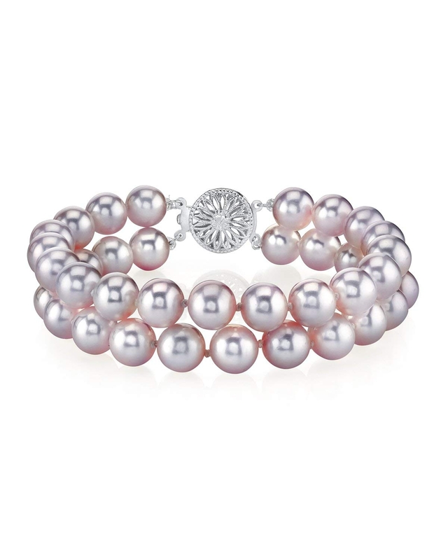 6.5-7mm Pink Freshwater Double Pearl Bracelet - AAA Quality